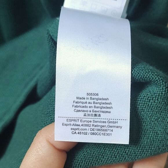 New With Tags Size XS EDC By Esprit Dark Green Long Sleeve Round Neck‎ Dress - Picture 14 of 14